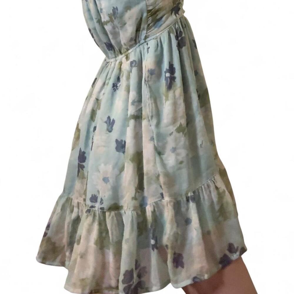 Blue and Green Floral Babydoll Dress